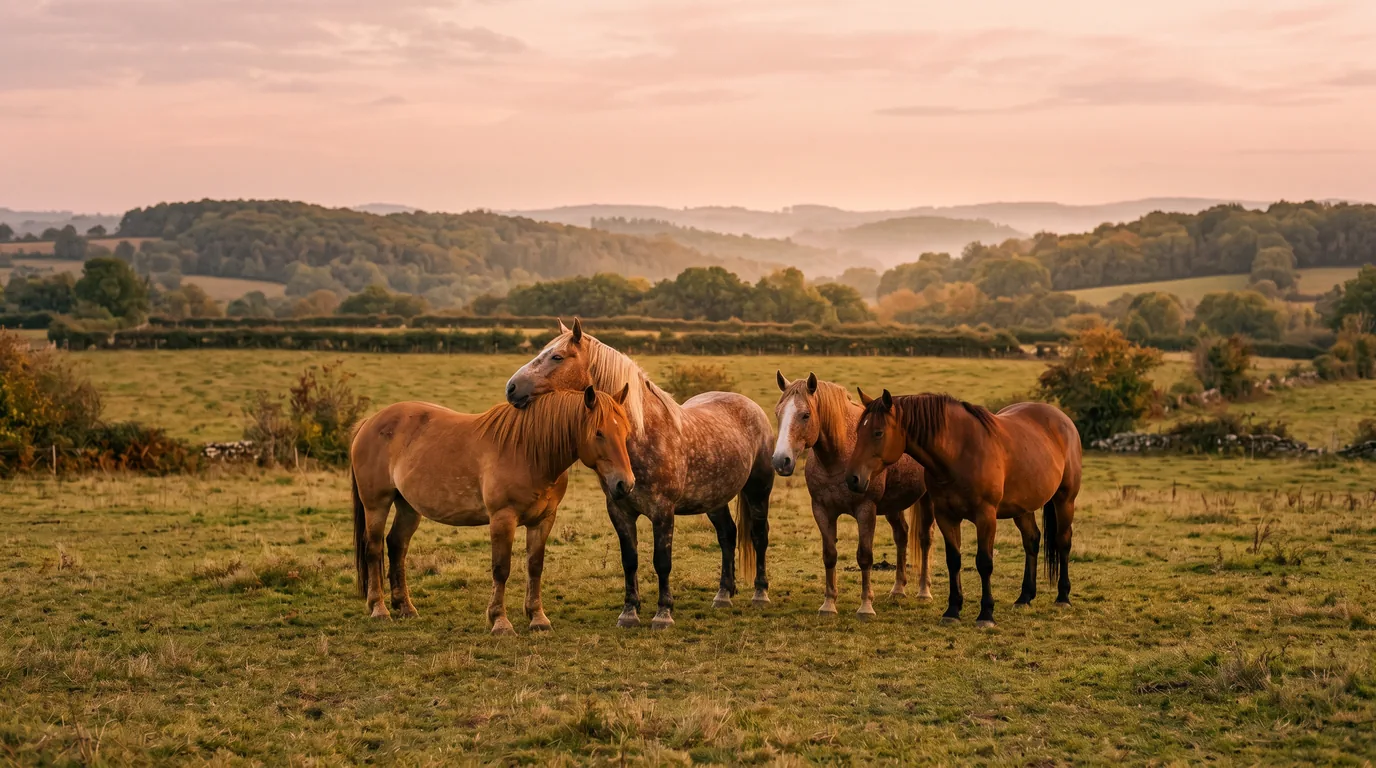 Les chevaux du Centre équestre La Valade en liberté, Corrèze